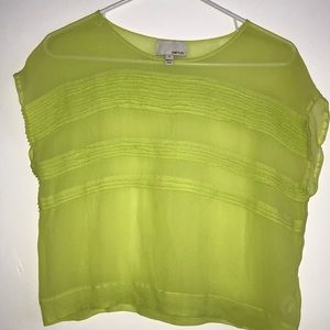Lime green box/kinda cropped transparent tee